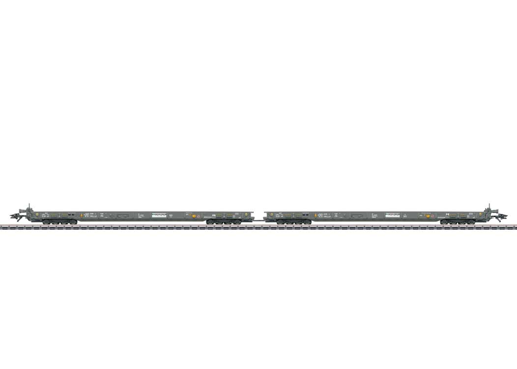 Type Saadkmms Rolling Road Flatcar 2-Pack - 3-Rail - Ready to Run -- RAIpin #2 (Era VI 2018, gray)