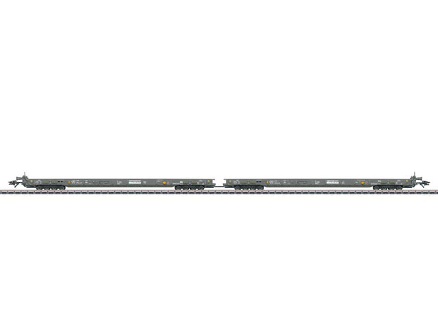 Type Saadkmms Rolling Road Flatcar 2-Pack - 3-Rail - Ready to Run -- RAIpin #2 (Era VI 2018, gray)