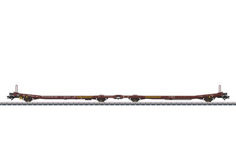 Type Laads 800B Paired Flatcar Set w/4 VW Crafter Load - 3-Rail - Ready to Run -- Transwaggon (Era VI 2005, Boxcar Red)-5