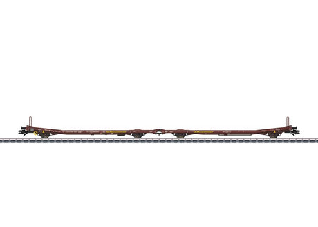 Type Laads 800B Paired Flatcar Set - 3-Rail - Ready to Run -- Transwaggon (Era V 1999, Boxcar Red)