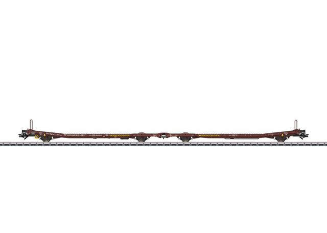 Type Laads 800B Paired Flatcar Set - 3-Rail - Ready to Run -- Transwaggon (Era V 1999, Boxcar Red)