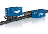 Type Sgns Container Flatcar with Containers 3-Pack - 3-Rail - Ready to Run -- Cemat (Era VI 2015, black, blue containers)-1