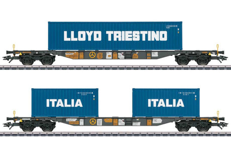 Type Sgns Container Flatcar with Containers 3-Pack - 3-Rail - Ready to Run -- Cemat (Era VI 2015, black, blue containers)-2