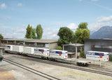 Type Sgnss Container Flatcar w/Load 3-Pack - 3-Rail - Ready to Run -- Swiss Federal Railways SBB-CFF-FFS (Era VI 2015 SBB Cargo, gray, blue)-3