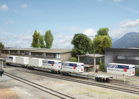 Type Sgnss Container Flatcar w/Load 3-Pack - 3-Rail - Ready to Run -- Swiss Federal Railways SBB-CFF-FFS (Era VI 2015 SBB Cargo, gray, blue)-3