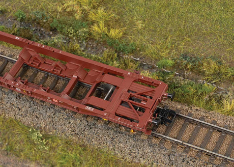 Type Sdgkms Deep-Well Flatcar 3-Pack - 3-Rail - Ready to Run -- German Federal Railroad DB (Era V 2005, Boxcar Red)-2