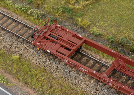 Type Sdgkms Deep-Well Flatcar 3-Pack - 3-Rail - Ready to Run -- German Federal Railroad DB (Era V 2005, Boxcar Red)-3