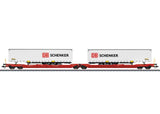 Type Sdggmrss 738 Double Deep Well Car w/Trailers - 3-Rail - Ready to Run -- German Railroad DB AG (Era VI 2013, red, 2 DB Schenker Trailers)-1