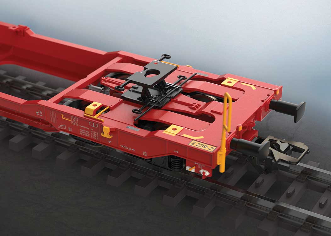 Type Sdggmrss 738 Double Deep Well Car w/Trailers - 3-Rail - Ready to Run -- German Railroad DB AG (Era VI 2013, red, 2 DB Schenker Trailers)-3