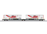 Type Sdggmrss Double Deep Well Car w/Tank Containers - 3-Rail - Ready to Run -- MFD Rail (Era VI 2021, gray w/Mars Trailers)-2