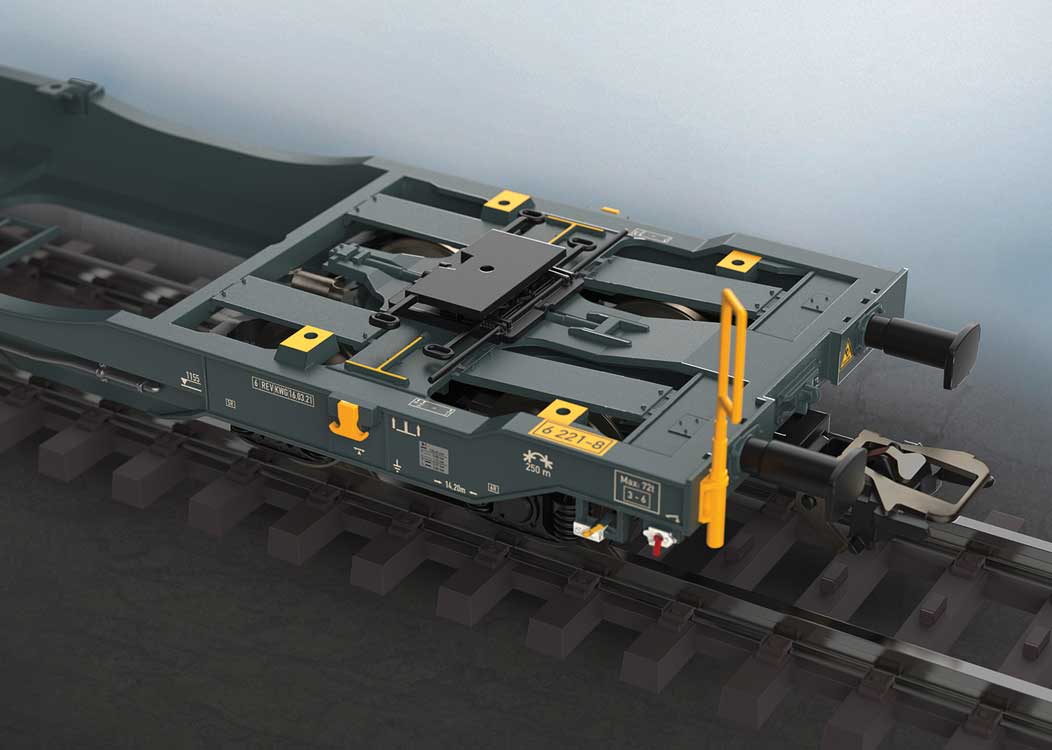 Type Sdggmrss Double Deep Well Car w/Tank Containers - 3-Rail - Ready to Run -- MFD Rail (Era VI 2021, gray w/Mars Trailers)-4