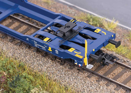 Type Sdggmrss Intermodal Well Car Set w/Trailer Load - 3-Rail - Ready to Run -- VTG (Era VI 2023, blue, Hyundai 40' & Evergreen 20' Containers)-2