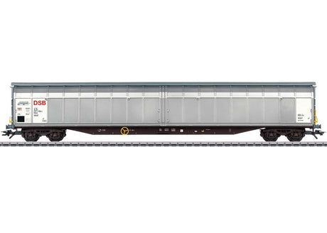 Type Habbillns High-Capacity Sliding-Wall Boxcar - 3-Rail Ready to Run -- Danish State Railways DSB (Era V 1999, gray, white, red)