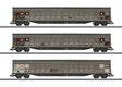 Type Habbins 354 Sliding Wall Boxcar 3-Pack - 3-Rail - Ready to Run -- German Railroad DB AG (Era VI, DB Cargo, weathered, gray, black)