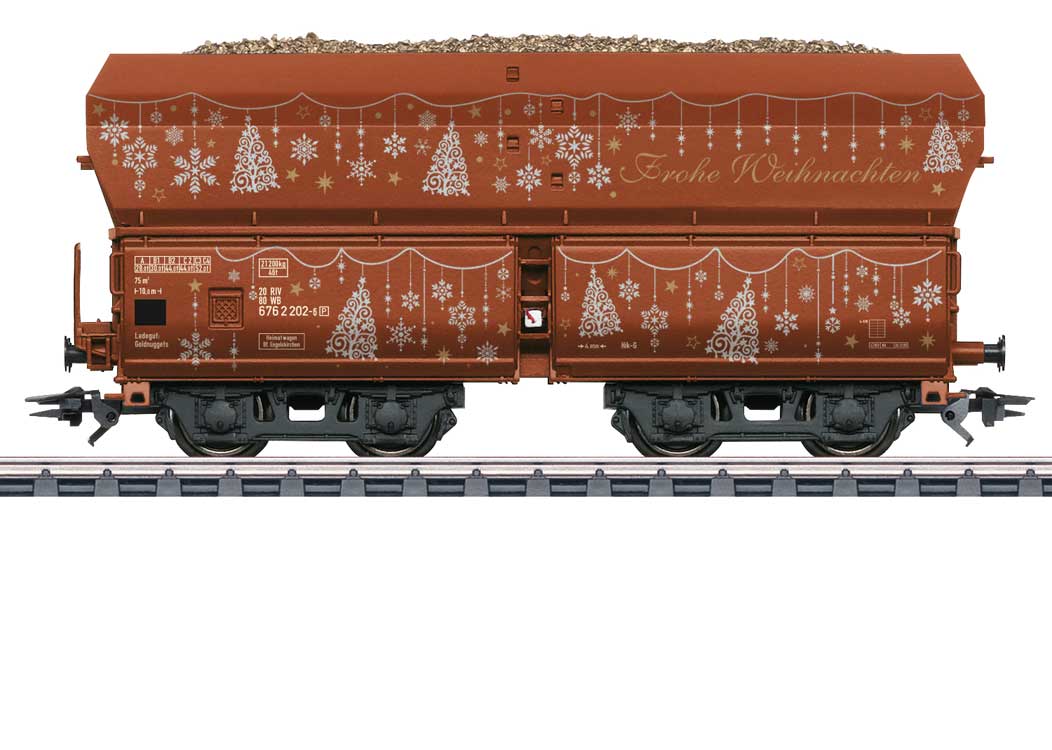 Type Fad 155 Hopper - 3-Rail - Ready to Run -- 2026 Christmas Railroad WB (red, white)-1