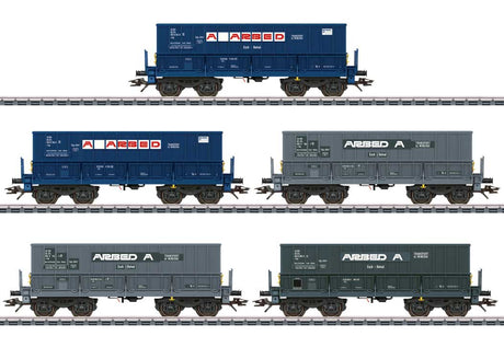 Type Fal Ore Car 5-Pack - 3-Rail - Ready to Run -- Acieries Reunies de Burbach-Eich-Dudelange (ARBED) (Era V 1992, Mixed)