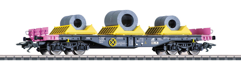 Type Sgmmns 4505 Heavy-Duty Flatcar, Coil Load - 3-Rail - Ready to Run -- V & M Deutschland (Era VI, gray, purple, yellow)