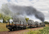 Type SSyms Koln Heavy-Duty Flatcar w/Load 3-Pack - 3-Rail - Ready to Run -- German State Railroad DR (Era II 1942, gray)-2