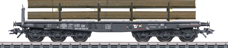 Type SSym 46 Heavy-Duty Flatcar w/Steel Beam Load - 3-Rail Ready to Run -- German Federal Railroad DB (Era III, gray)