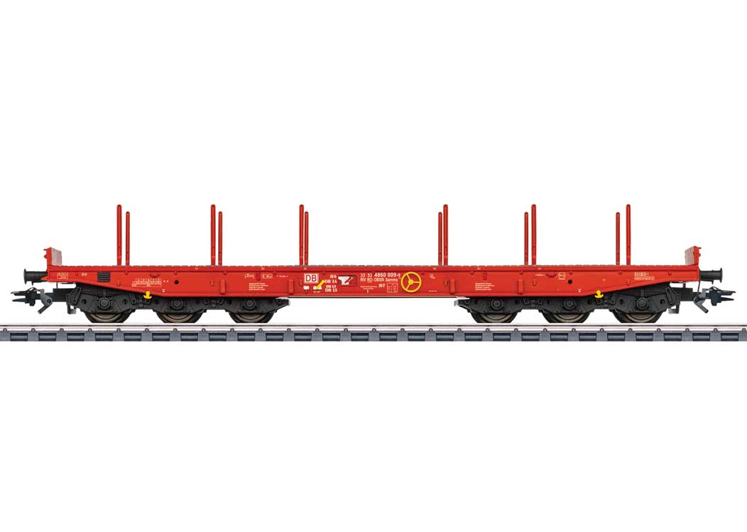 Type Samms 710 Heavy-Duty Flatcar - 3-Rail - Ready to Run -- German Railroad DB AG (Era VI 2021, red)