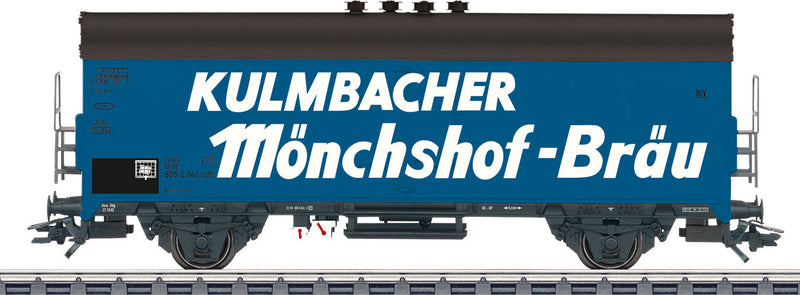Type Tehs 50 Beer Reefer - 3-Rail - Ready to Run -- Kulmbacher Monchshof-Brau (Era IV 1959; blue, white)