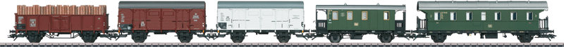 DB Era III Mixed Train 5-Car Set - 3-Rail - Ready to Run -- German Federal Railroad DB (Era III, 1958)-1