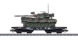 Type Rlmmps 650 Heavy-Duty Flatcar w/Leopard Tank Load - 3-Rail - Ready to Run -- German Federal Railroad DB (Era IV, black)