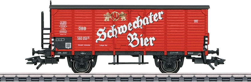 2-Axle Wood Beer Reefer - 3-Rail - Ready to Run -- Schwechat Beer (Era III, red, white)