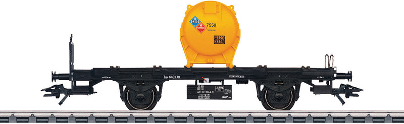 Container Flatcar for Medium LCL Containers - 3-Rail - Ready to Run -- Belgian State Railways SNCB 23 88 411 0 110-4 (Era V 2001, black, yellow)