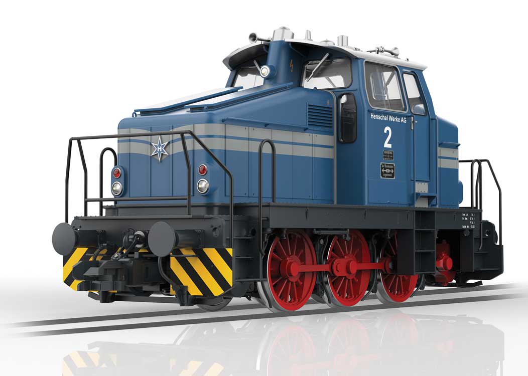 Henschel DH 500 Ca Diesel - Sound and DCC -- Henschel #2 (Era III 1962, blue, silver, black, red)-1