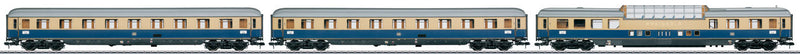1962 Rheingold 3-Car Passenger Set w/Interior Lights & Detail - Ready to Run -- German Federal Railway EE (2 Type Avum 111 & Adum Dome; Era IV, blue, cream)