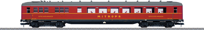 Type WR4ue (39) Schurzenwagen Skirted Diner - Ready to Run -- German State Railroad DR 055-028 (Era III, red, gray, yellow, Mitropa)