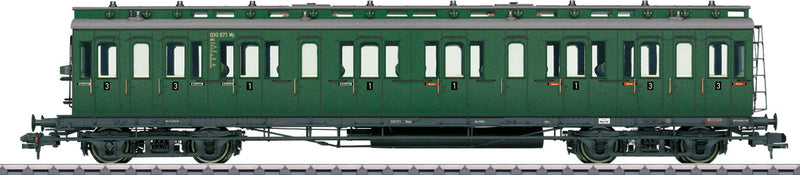 Type AB4 1st/2nd Class Passenger Car - Ready to Run -- German Federal Railroad DB #030 871 Mainz (Era III, Bottle Green)