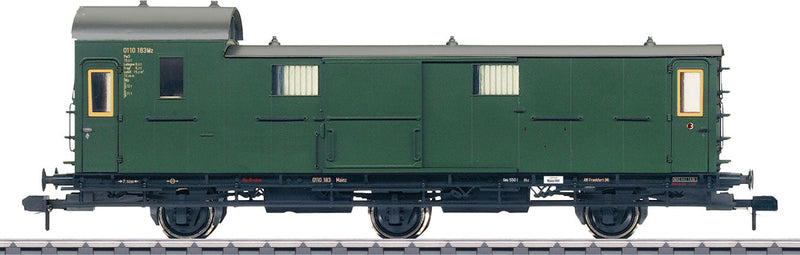 3-Axle Baggage Car - Ready to Run -- German Federal Railroad DB #0110 183 Mainz (Era III, Bottle Green)