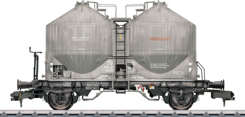 Type Kds 56/UCS 909 Covered Hopper/Silo - Ready to Run -- German Federal Railroad DB #2 (Weathered Era III, gray, black)