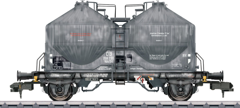 Type Kds 54/UCS 908 Covered Hopper/Silo - Ready to Run -- German Federal Railroad DB #1 (Weathered Era III, gray, black)