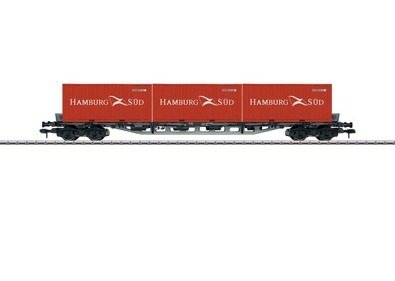 Type Sgjs 716 Container Flatcar with 3 Containers - Ready to Run -- German Federal Railroad 31 80 443 7 583-6 (Era IV, gray, Hamburg Sud Contain