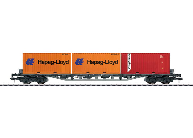 Type Sgjs 716 General-Purpose Container Transport Car w/Load - Ready to Run -- German Federal Railroad DB #31 80 443 7 572-9 (Era IV, gray)