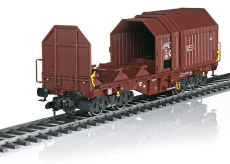 Type Shimms 708 Flatcar w/Telescoping Cover - Ready to Run -- German Federal Railroad DB #31 80 476 8 456-4 (Era IV, Boxcar Red)-1