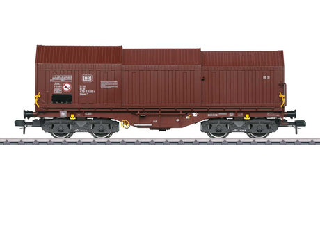 Type Shimms 708 Flatcar w/Telescoping Cover - Ready to Run -- German Federal Railroad DB #31 80 476 8 456-4 (Era IV, Boxcar Red)-2
