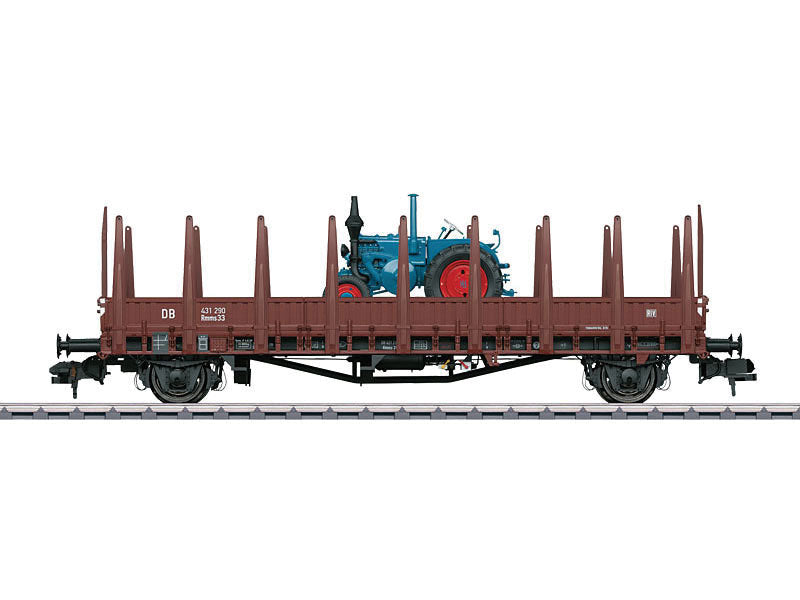 Rmms 33 Ulm Low-Side Gondola w/Stake & Lanz Tractor Load - Ready to Run -- German State Railroad DR #431 290 (Era III, Boxcar Red)