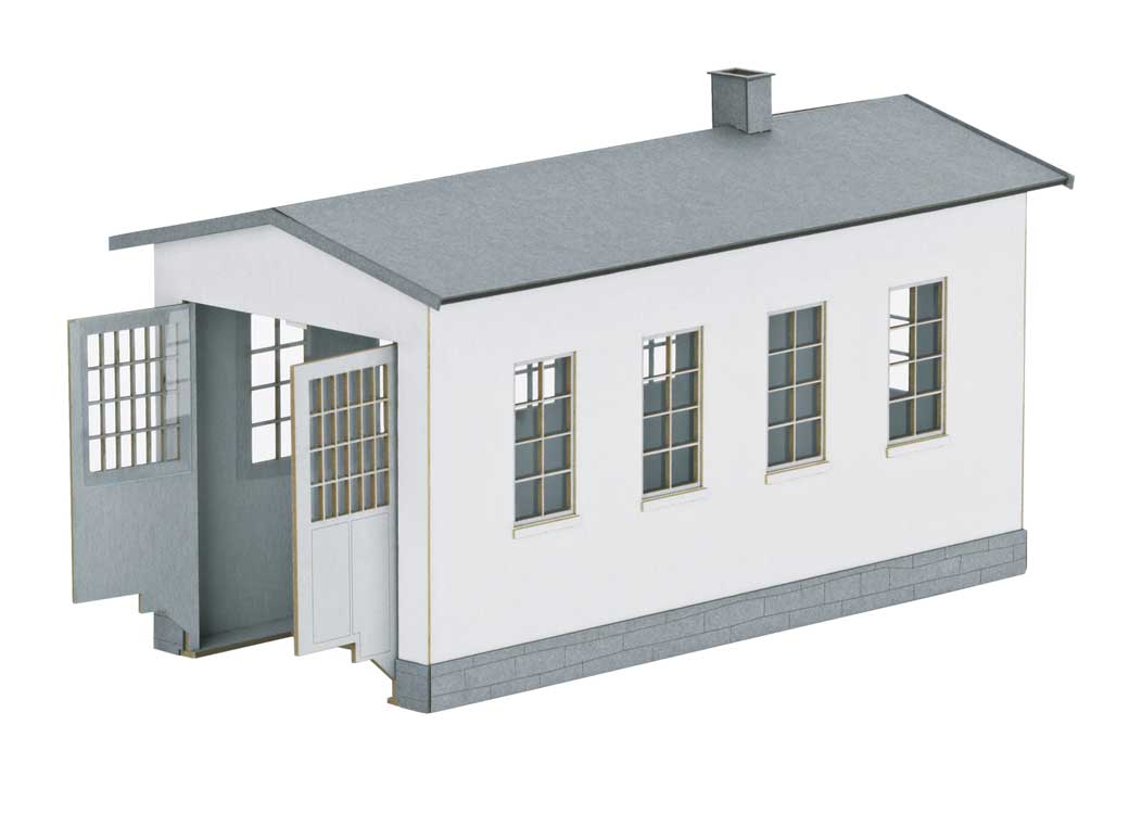 Single-Stall Engine House -- Laser-Cut Card Kit - 5 x 2 x 3"  13 x 5.5 x 7cm-1