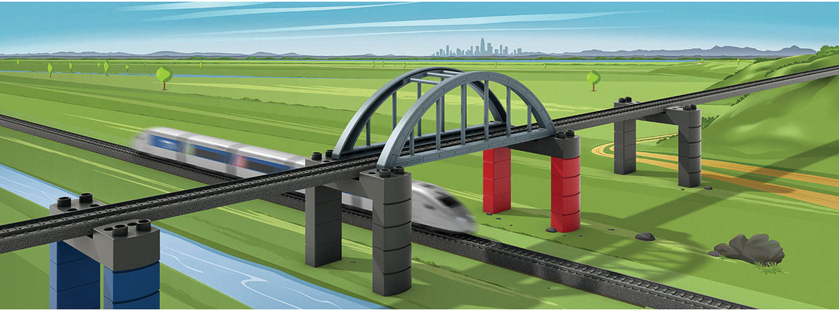 Elevated Railroad Bridge Building Block Set - My World -- Kit - Compatible with Several Brands of Plastic Building Blocks-3
