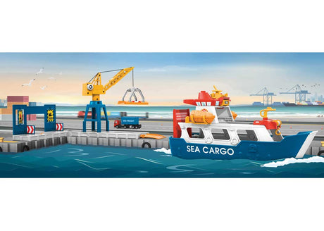 Freight Ship and Harbor Crane Set - My World -- Ship, Truck, Container, Pier and Crane-2