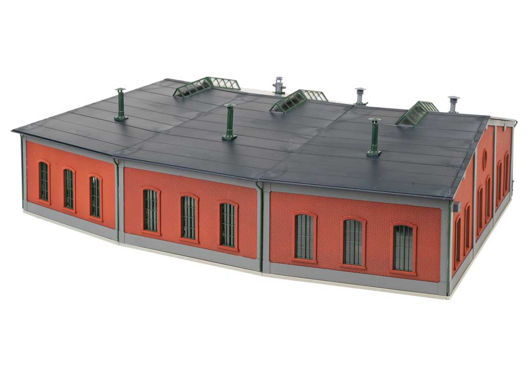 3-Stall Locomotive Roundhouse (Shed) -- Kit - 12-degree Stalls, 11-13/16" 30cm Interior Depth-2