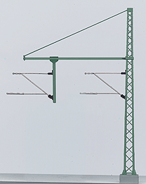Marklin HO Catenary -- Tower Mast with tubular Outrigger Beam for Hanger Arm  Height 5-7/8"