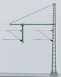 Marklin HO Catenary -- Tower Mast with tubular Outrigger Beam for Hanger Arm  Height 5-7/8"