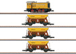 Diesel Work Train-Only Set - Standard DC -- Railbouw Leerdam V 36 Diesel, 3 Side Dump Cars (Era IV, yellow)