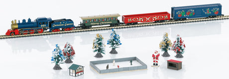 American Christmas Market Starter Set - Standard DC -- Christmas Express (120 Volts; Includes 4-6-0 Loco, Coach, Gondola, Boxcar)-1