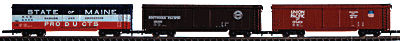 3 Car Boxcar Set -- UP/State of Maine/SP